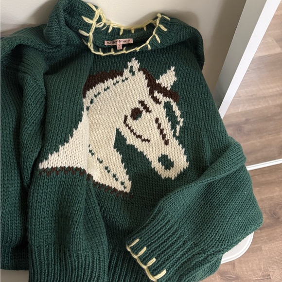 Bailey Rose Green Horse Stitching detail Sweater S - Picture 4 of 4